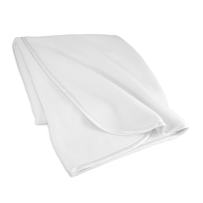 American Baby Company 2-Piece Fleece Blanket with Silk-Like Satin Trim set, Soft, Warm & Cozy, Blue and White, 30" x 30" for Boys and Girls, Perfect for Baby Carrier, Stroller, Travel and Gifting