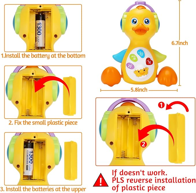 Tsomtto Baby Musical Duck Toy Dancing Crawling Tummy Time, Light Up Infant Toys Birthday for Boys Girls Baby Learning Development Newborn Toddler Toys