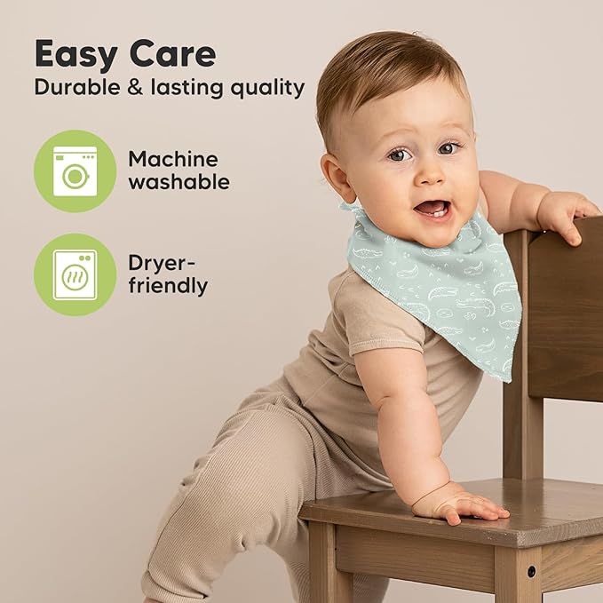 8-Pack Organic Baby Bandana Bibs for Boys, Girls - Super Absorbent Triangle Baby Bibs for Drooling and Teething Infant, 100% Cotton Extra Soft for Newborn, Infant 0-36 Months (Wilderness)