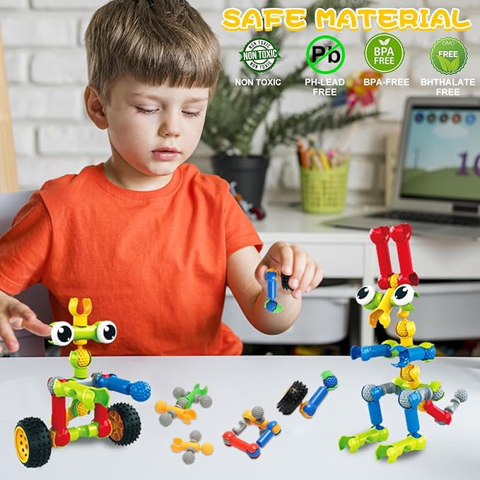 156 PCS Creative Building Blocks Building Toy Set - Featuring Storage, Includes Dinosaur, Robot, Car, Spider, Dog, Animal Figure Building Toy Playset for Kids, Birthday Gift Ages 3+ (N)