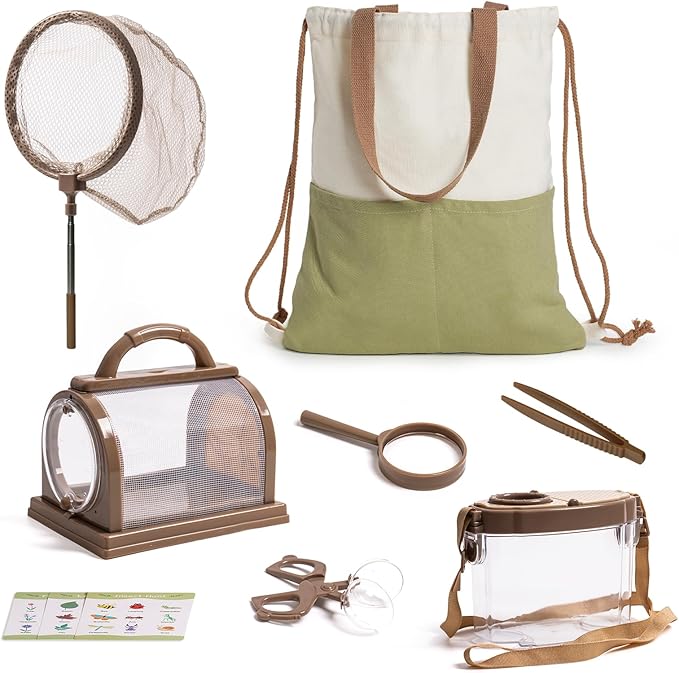 ROBOTIME Kids Explorer Kit, Outdoor Bug Catcher Kit for Kids with Magnifying Glass & Butterfly Net, Fun Bug Catching Kit for Backyard & Camping, Bug Catcher for Boys & Girls 3-12