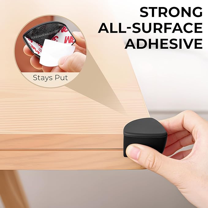 Baby Proofing Corner Protector Baby 12 Pack Black – Food Grade Silicone Table Corner Protectors – L Shaped Furniture Edge Guards with Strong 3M Adhesive – Safe Non Choking Size for Kids and Toddlers