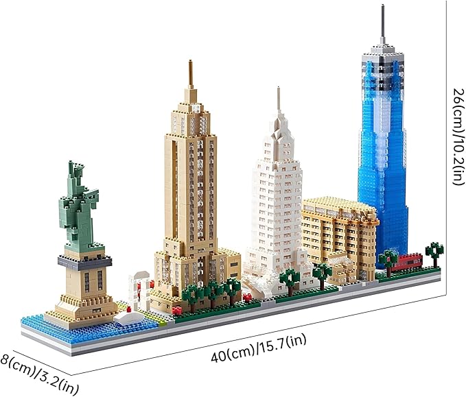Architecture New York City Skyline Model Kit New York Landmark Micro Building Blocks Sets Souvenir Toys Gift for Adults Kids Teens 3452 PCS