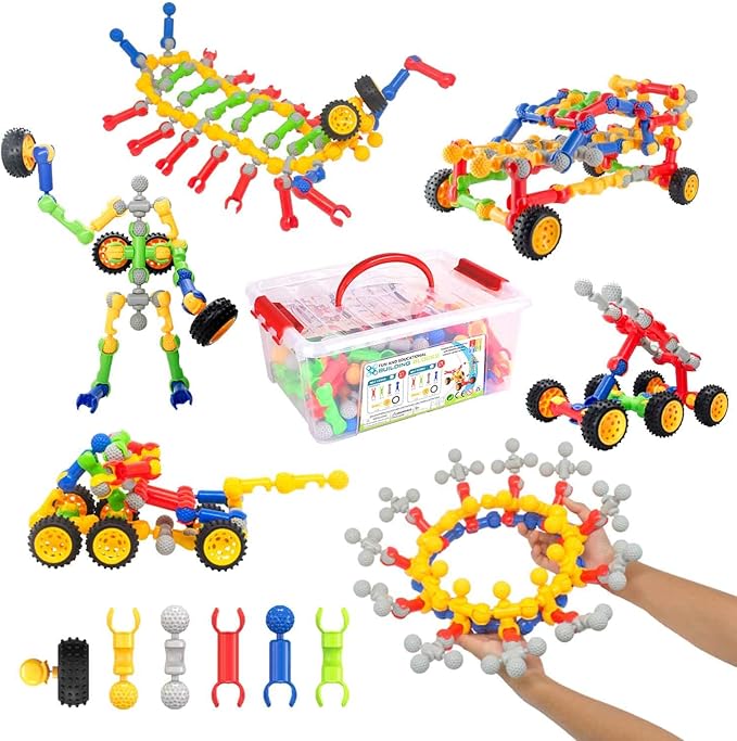 SHUNLAM Building Blocks for Kids, 170 Pcs STEM Toys for Boys and Girls, Safe and Creative Toy for Age 3+, Educational Activities (170 PCS)