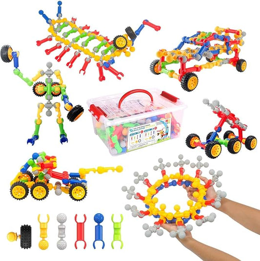 SHUNLAM Building Blocks for Kids, 170 Pcs STEM Toys for Boys and Girls, Safe and Creative Toy for Age 3+, Educational Activities (170 PCS)