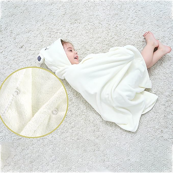 ROMASA Baby Bath Towel with Hooded Ultra Soft and Absorbent Toddlers Bathrobe Newborn Blanket Shower Gifts (White Bear)