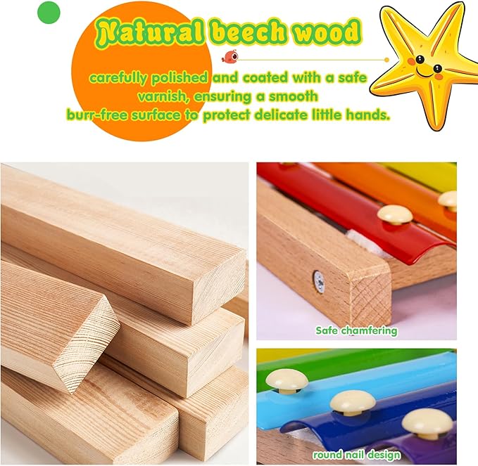 Xylophone for Toddlers 1-3 Kids Musical Instruments for Toddlers 1-3 Baby Kids Wooden Toy Toddler Xylophone for Babies 6 Months and Up Wooden Kid's Preschool Musical Instruments