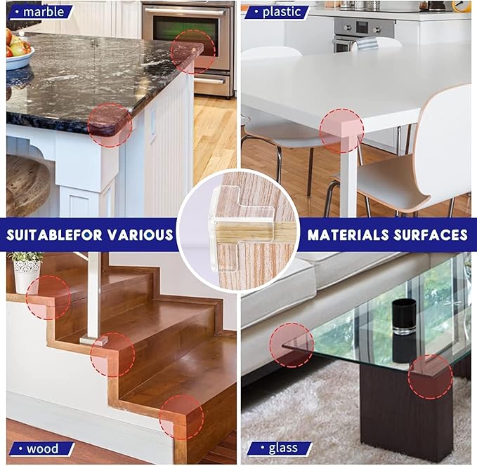 16 Corner Protector Baby, T-Shape Table Protectors for Baby Corner Protector Guards Clear Corner Protectors for Furniture Corner Protectors Corner Guards Baby Proof Corner Covers Baby Safety