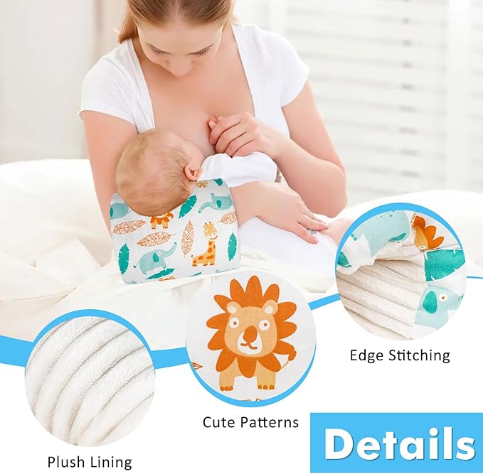 Nursing Arm Pillows for Breastfeeding,Baby Feeding Arm Pillow Portable and Washable for Travel, Soft Cotton Ergonomic Bottle Nursing Essentials（White Elephant）