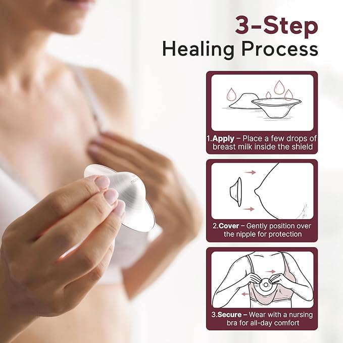 Momcozy 999 Silver Nursing Cups, Hole-Free Design, 999 Silver Nipple Shields, Breastfeeding Essentials, Silver Nipple Shields for Breastfeeding Newborns, Metal Nipple Shields,XXL Size