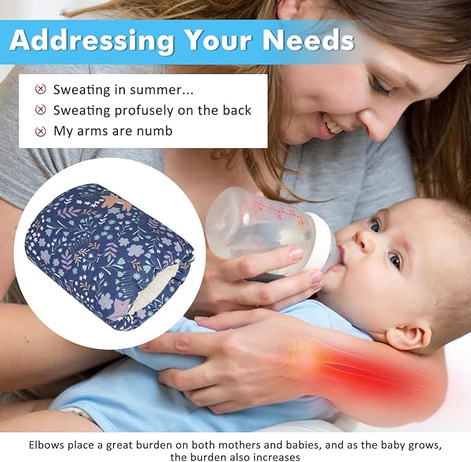Nursing Arm Pillows for Breastfeeding,Baby Feeding Arm Pillow Portable and Washable for Travel, Soft Cotton Ergonomic Bottle Nursing Essentials（Blue Fox）