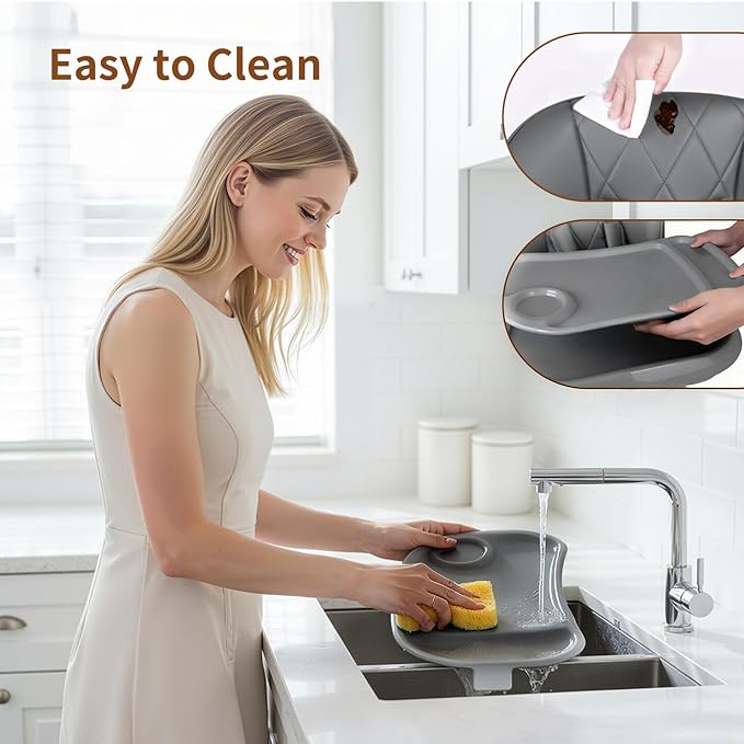 4 in 1 High Chairs for Babies and Toddlers, Foldable Baby High Chairs, Feeding and Eating Seat Highchair with 4 Levels of Recline and 7 Levels of Height Adjustment, Starry Gray