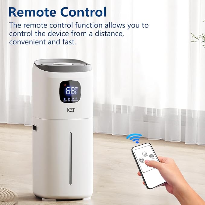 KZF 15L Humidifiers for Bedroom Large Room - 2000 Sq.ft Coverage, 72Hrs Runtime, Top Fill, 26dB Quiet, 3 Mist Levels & Diffuser, Auto Shut-Off, Ready for Baby Nursery and Plants