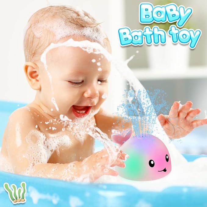 Baby Girl Bath Toys, Christmas Stocking Stuffers 1 Year Old Girl Gift, Toddler Bath Toys for Kids Ages 1-3 Light Up Whale Bath Toy Sprinkler Infant Baby Toys 6-12-18 Month Bathtub Fountain Toy