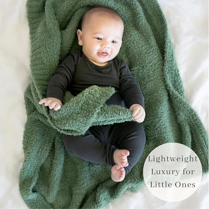 SARANONI Bamboni Luxury Baby Blanket | Cozy & Soft Plush Receiving Blankets | Perfect for Girls & Infant Baby Boy Blankets | Olive - 30” x 40"