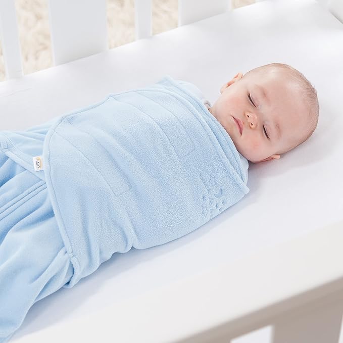 HALO Micro-Fleece Sleepsack Swaddle, 3-Way Adjustable Swaddle Blanket for Newborn and Infants, TOG 3.0 for Cold Climates, Hip Healthy, Baby Blue, Small, 3-6 Months