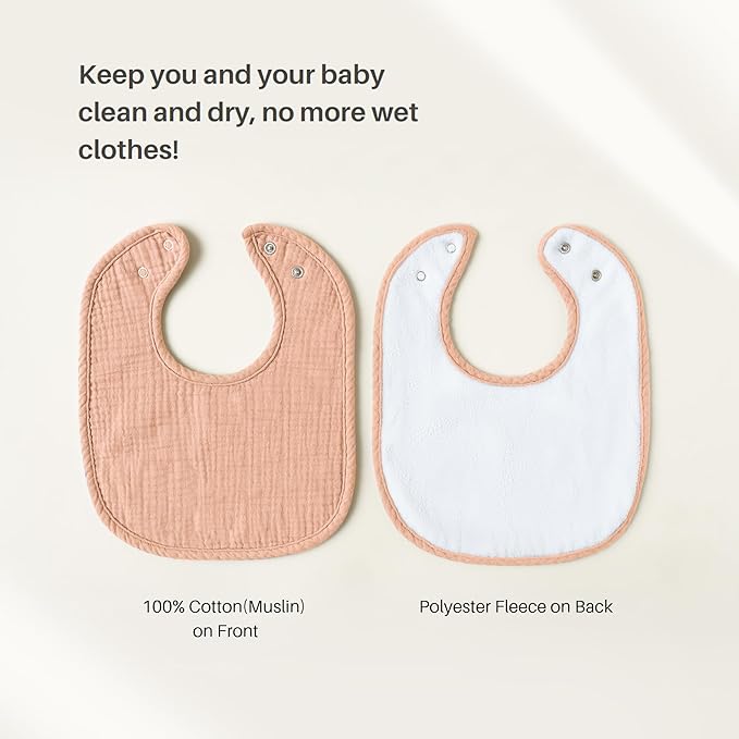 Konssy 6-Pack Muslin Baby Bibs for Boys & Girls, Soft Cotton Absorbent Bandana Drool Bibs for Drooling & Teething