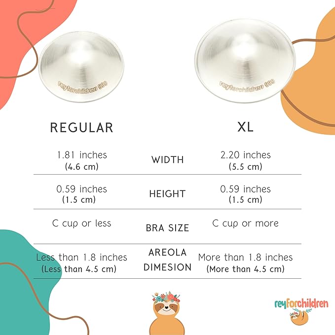 RFC Silver Nursing Cups - 999 Silver Nursing Pad - Nipple Shield Kit for Nursing Newborn - Breastfeeding Essentials - Nipple Cover Breastfeeding - With Silicone Ring & Cleaning Scotch & Case (REGULAR)