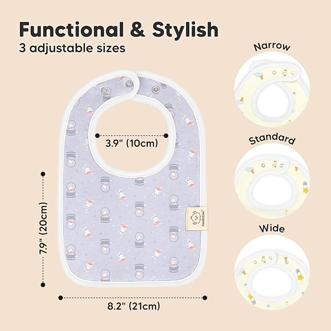 KeaBabies 8-Pack Organic Baby Bibs for Boys, Girls - Super Absorbent Cotton Drool Bibs for Baby Girl & Boy, Teething Toddler, Drooling Newborn, Ultra Soft & Machine Washable (Dreamers)