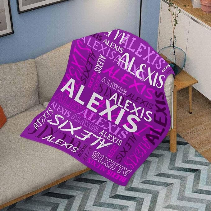 M YESCUSTOM Custom Name Blankets for Boys Girls, Personalized Baby Blankets for Kids Adult Toddler Customized Soft Throw Blanket Birthday Christmas Valentines Day Purple