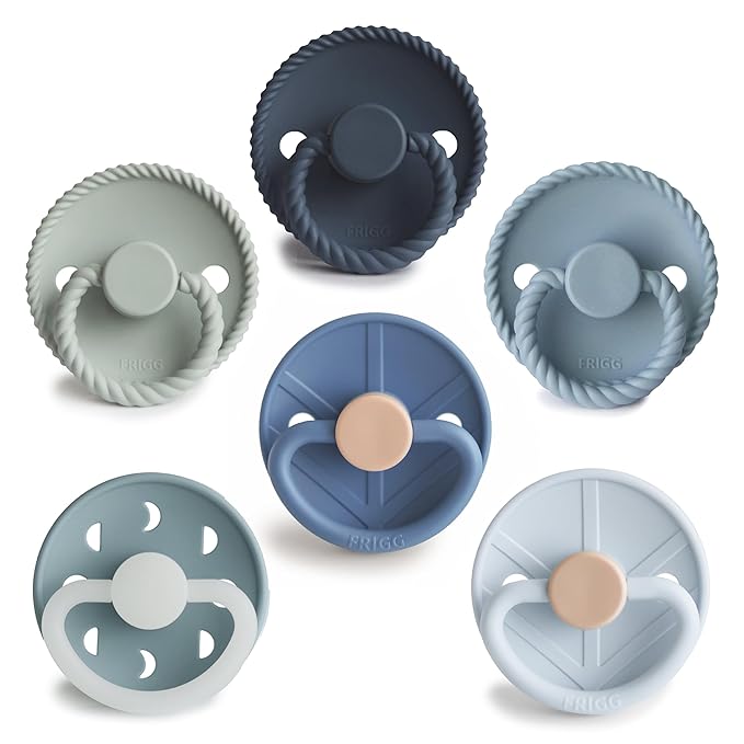 FRIGG SilkySoft Silicone Baby Pacifier 6-Pack Endless Sea | Made in Denmark | BPA-Free (6-18 Months)
