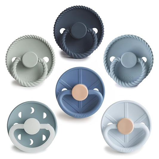 FRIGG SilkySoft Silicone Baby Pacifier 6-Pack Endless Sea | Made in Denmark | BPA-Free (6-18 Months)