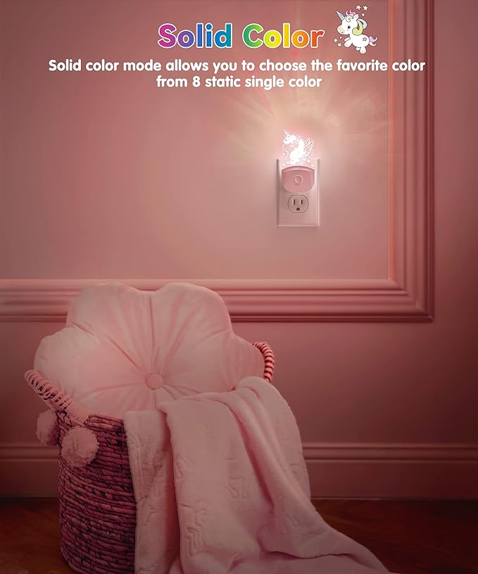 Plug in Night Light - Gift for Girls, LOHAS Cute Night Light with Dusk to Dawn, Color Changing, Birthday Gift Nightlight for Girls, Kids, Room Decor