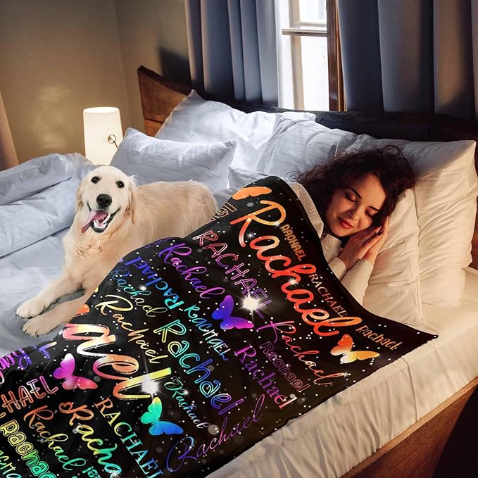 Customized Baby Blanket, Personalized Gifts Rainbow Blanket with Name for Boys Girl Customized Blankets Personalized Gifts Name Blankets