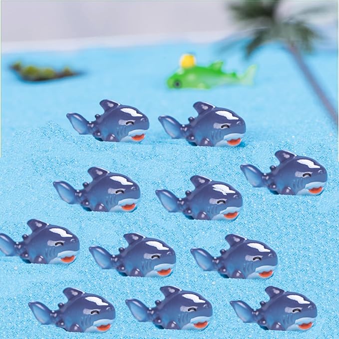 30Pcs Resin Shark, Mini Shark Statue, Tiny Shark Figurines, Miniature Shark,Mini tures Shark Aquarium Ornament for Fairy Garden Succulent Planter Moss Landscape
