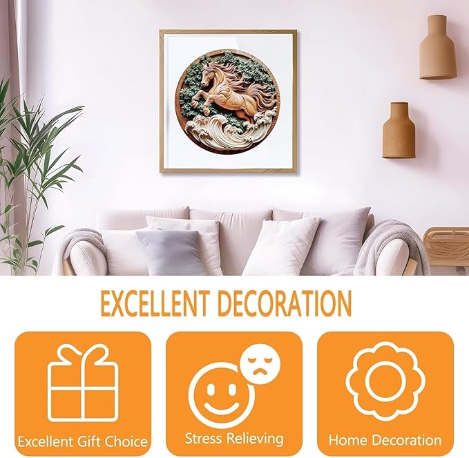 Wooden Puzzles for Adults - Flat Puzzle with 3D Visual Effect Horse Puzzle, Unique Shape Animal Wooden Puzzle, Unique Gift Ideas, Wood Puzzles Adult, Wall Art Puzzle Canvas (S-8.5 * 8.5in-100 Pieces)