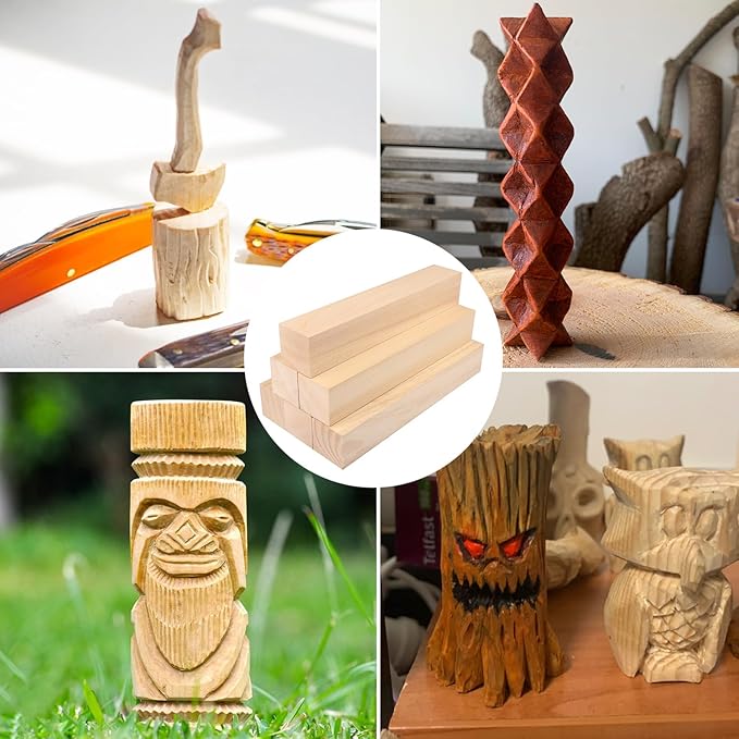 8 Pack Basswood Carving Blocks, 12x2x2 Inches Basswood Blocks for Beginner to Advanced Carvers, Ideal for DIY Projects and Gifts, Soft and Smooth, Easy Whittling and Carving,by GNIEMCKIN.