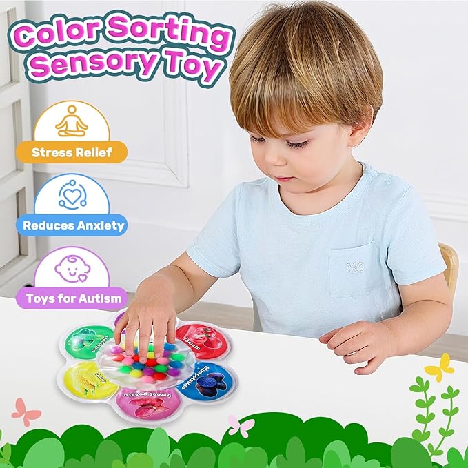 Color Sorting Sensory Toys, Sensory Toys for Toddlers, Sensory Calming Tools for Kids, Quiet Fidget ,Color Matching Game (Multicolor- Vegetable)
