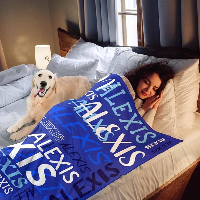 Personalized Baby Boy Blanket, Custom Name Blanket, Soft Flannel, 40"x30", Letter Print