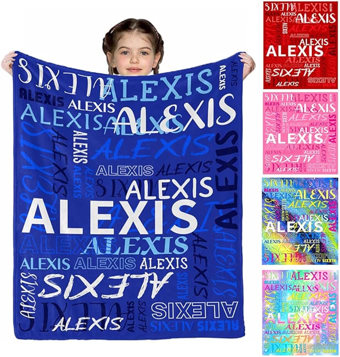 Personalized Baby Boy Blanket, Custom Name Blanket, Soft Flannel, 40"x30", Letter Print