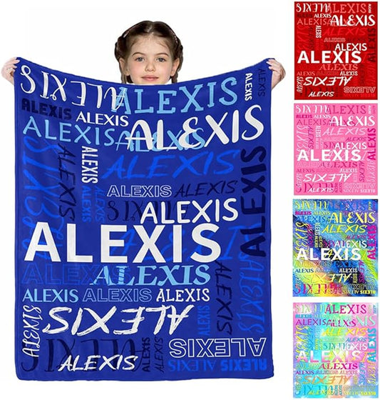 Personalized Baby Boy Blanket, Custom Name Blanket, Soft Flannel, 40"x30", Letter Print