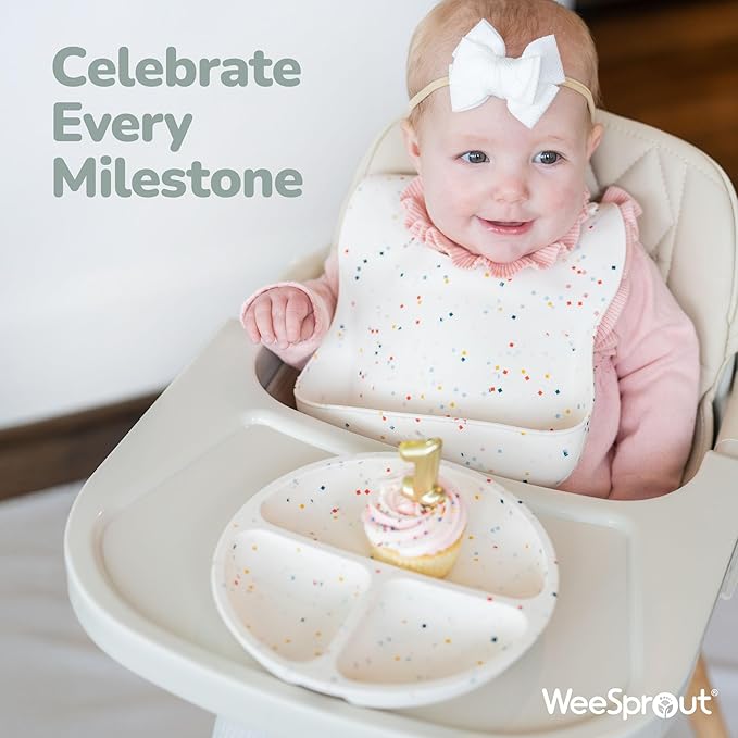 WeeSprout Silicone Divided Plates (With Lids), 100% Food Grade Silicone Divided Plates for Toddlers & Kids, Dishwasher & Microwave Safe