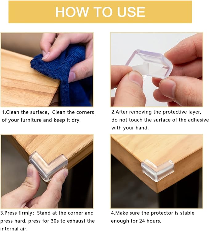 8 pack Corner Protector for Baby, Clear Corner Protectors , Furniture Corner Guard & Edge Safety Bumpers , Baby Proof Bumper , Furniture & Table Edges Furniture & Sharp Corners Baby Proofing (L Shape)