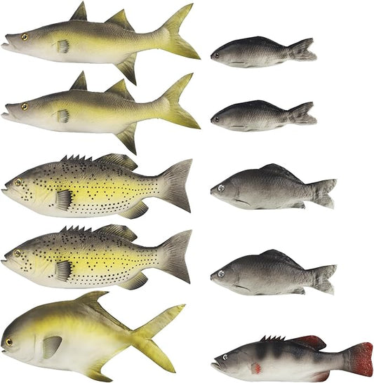 10 Pcs Realistic Fake Fish 6 Types Lifelike Stuffed Artificial Fish Models Rubber Fishs for Photography Props, Party Favor Display, Kitchen Decor