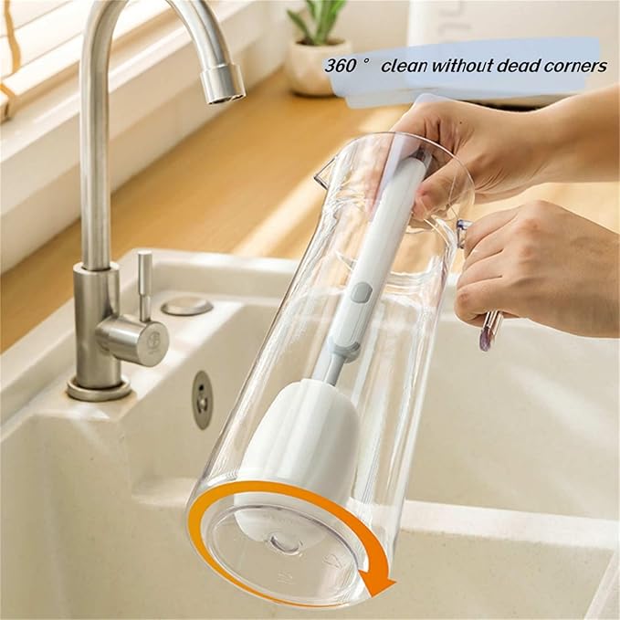 Bottle Brush Long Handle Cup Cleaner Brush Sponge Bottle Scrubber Detachable Handle Portable Sponge Cleaning Brush for Cups Wine Glasses Water Bottles Baby Bottles and Vacuum Flasks(3 PCS)