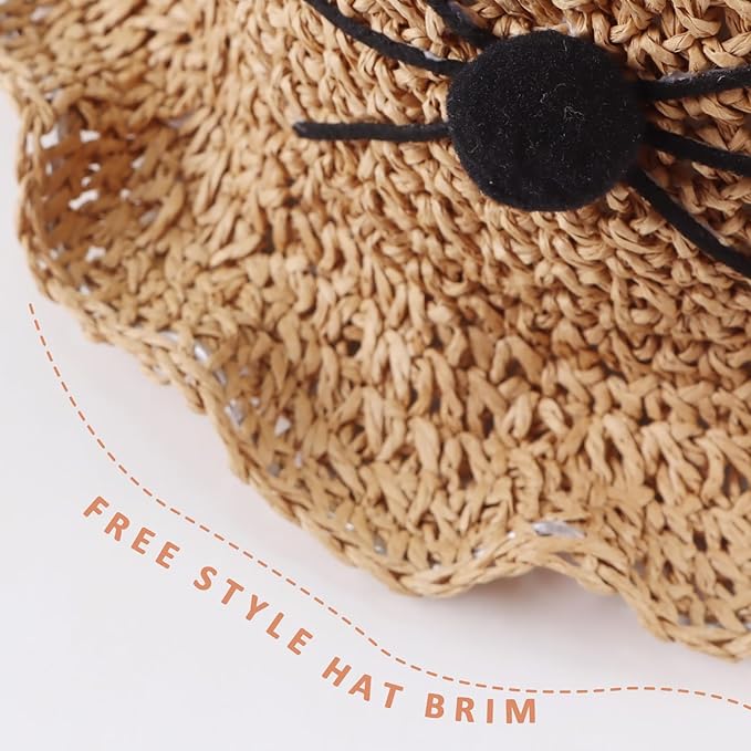 Baby Girl Straw Hat Outdoor Baby Sun Protection Hats Summer Bowknot Beach Cap for Infant Toddler Girls