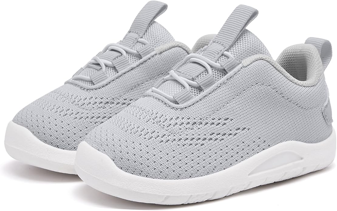 MORENDL Toddler Slip On Sneakers Baby Walking Shoes Non-Slip Breathable Unisex Pink Mesh Lace-Up Athletic Sneakers Infant Running Shoes