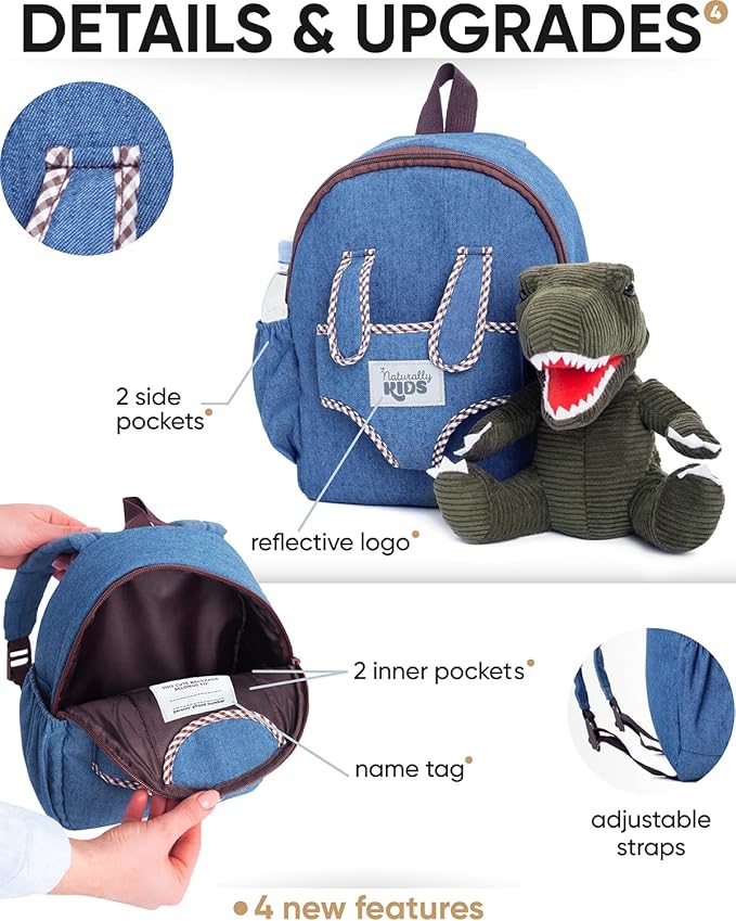 Green Dinosaur Toys for Kids 5-7, Gifts for 5 Year Old Boys, 4 Year Old Boy Birthday Gift, Toddler Dinosaur Backpack