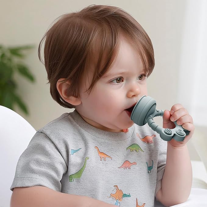 2 Pack Baby Fruit Food Feeder + Breastmilk Popsicle Molds,Baby Teethers,BPA Free,3 Sizes,2mm Fine Holes to Prevent Choking,Perfect for Teething Relief & Infant Solid Food Introduction,3 M+(Ether/Sage)