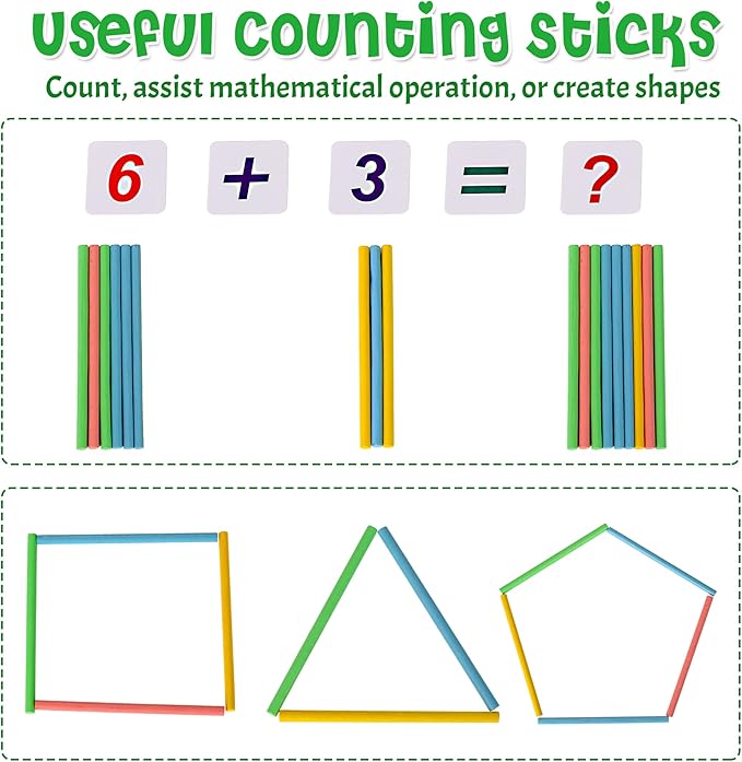 Wooden Abacus for Kids Math, Educational Counting Toy with Counting Sticks and Number Alphabet Cards, Preschool Learning Toys Gift for Boys Girls Age 3+ Years Old