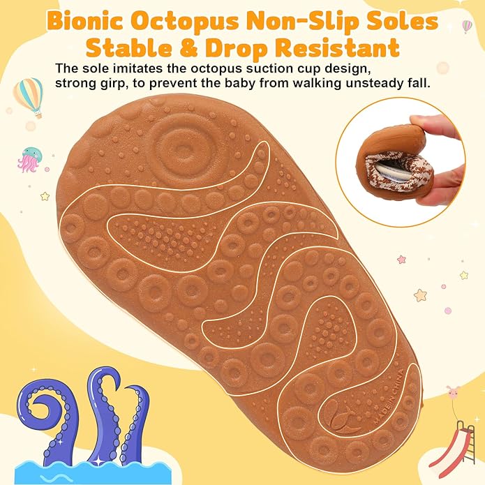 FEETCITY Baby First Walking Shoes Wide Baby Shoes Infant Sneakers Newborn Crib Shoe Barefoot Lightweight Slip On Shoe