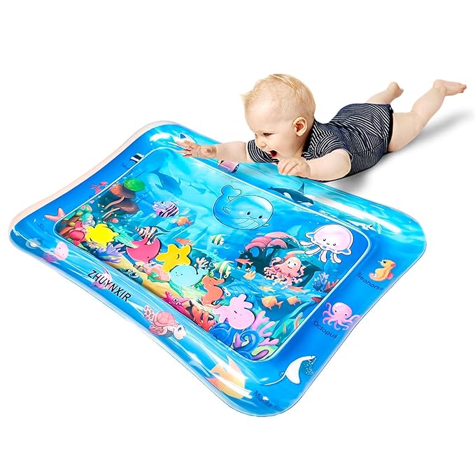 ZHUYNXIR Infant Play mat, Inflatable Play Mat Water Cushion Baby Water mat, Fun Early Development Activity Play Center for Newborn (27.5x20 in)