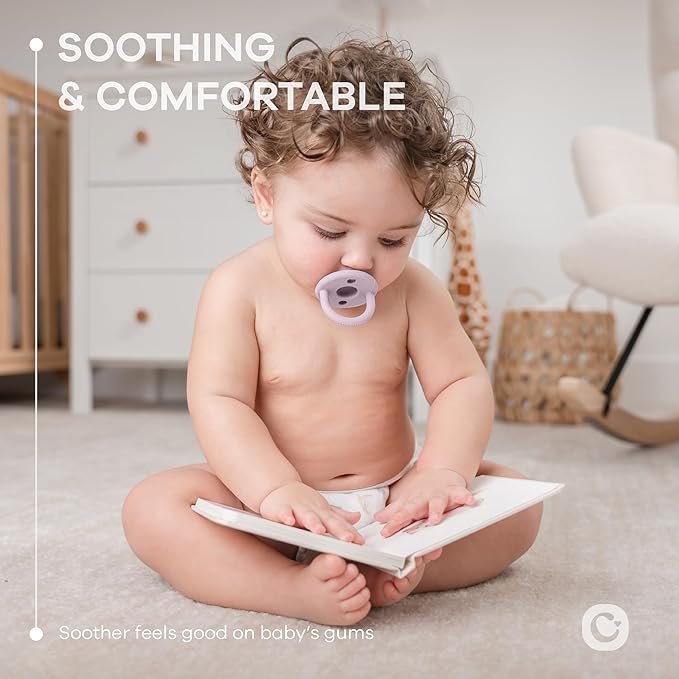 Comfy Cubs Baby Pacifiers, 5 Pack for 0+ Months - Soft Breast-Like Nipple Shape - CPSIA Compliant Silicone Pacifier for Newborns - Girl Pack Baby Essentials - Ideal Newborn Gift Set - Multicolor Girl