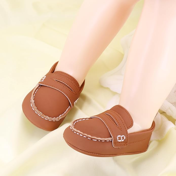 LONSOEN Baby Girls Boys Loafers Prewalker Dress Crib Shoes