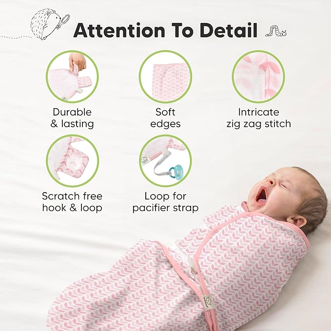 3-Pack Organic Baby Swaddle Sleep Sacks - Swaddles for Newborns, Infant 0-3 Months, Baby Girls, Boys, Soft & Snug Newborn Sleep Sack, Nursery Swaddling Blankets (Blossom, XS)