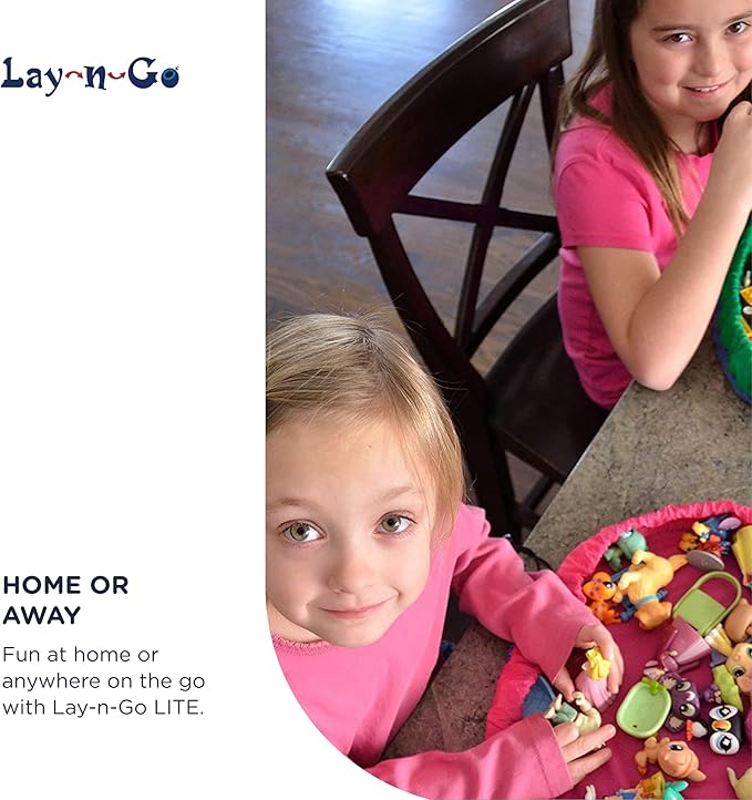 Lay-n-Go 2-in-1 Small Portable Drawstring Toys Storage Organizer and Play Mat for Room and Travel, Made for Kids and Toddlers with a Durable Patented Design